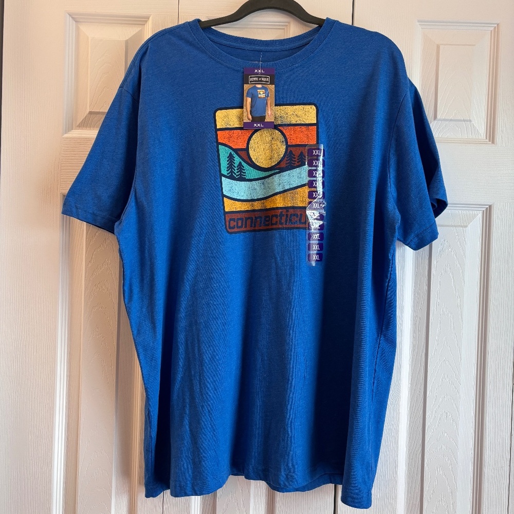 NWT State of Mine "Connecticut" Men's Blue Short Sleeve T-Shirt SZ XXL